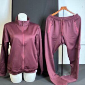 Maroon Tracksuit Set – Zip Jacket & Cargo Pants